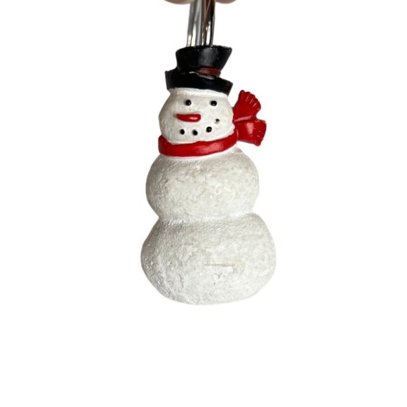 Snowman Christmas Shower Curtain Hooks Decorative Seasonal White Set of 12 - Picture 2 of 4